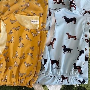 2x Animal Print Dresses- Puppy and Fox! EUC!